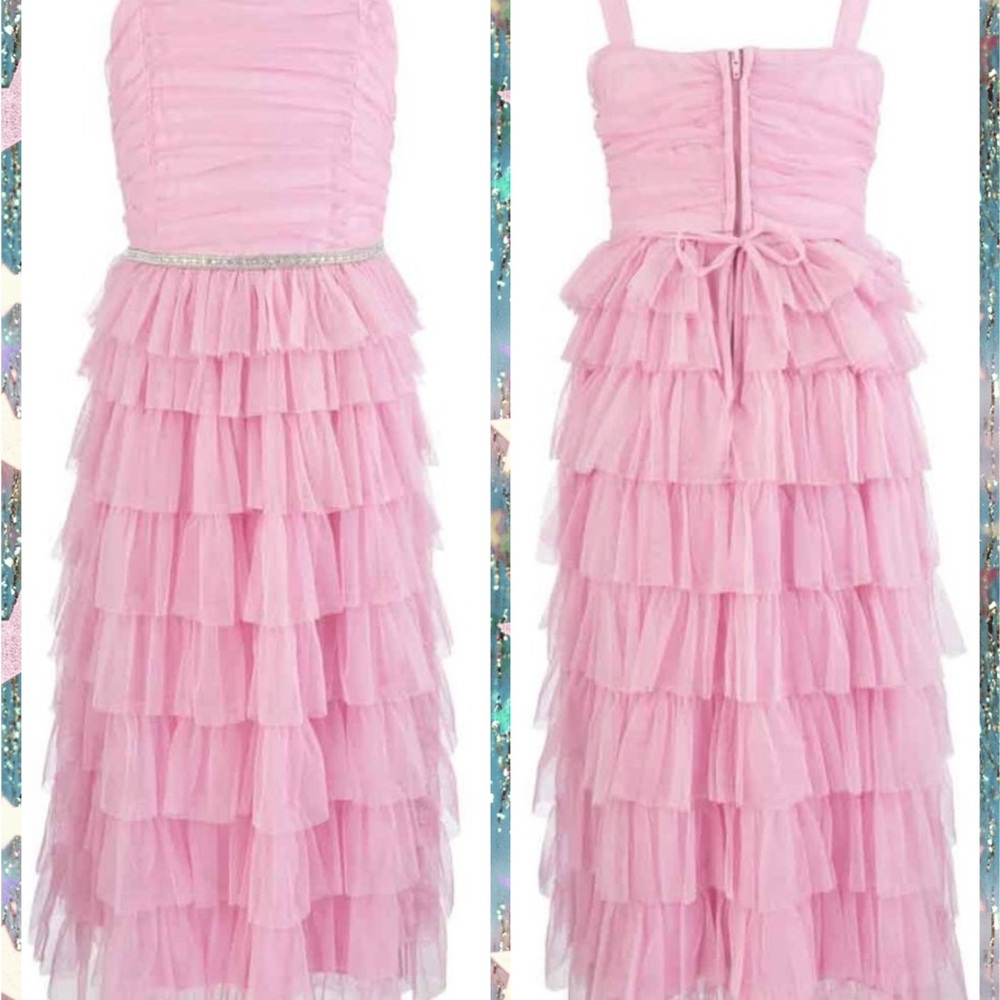 Pointe de Esprit Tiered Midi Dress